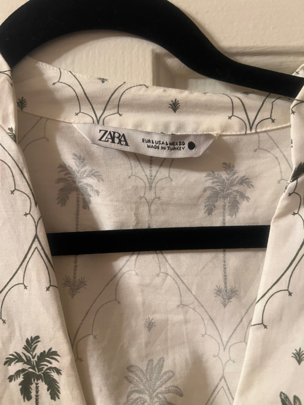 Zara White Wrap Dress with Green Palm Print - Picture 2 of 6